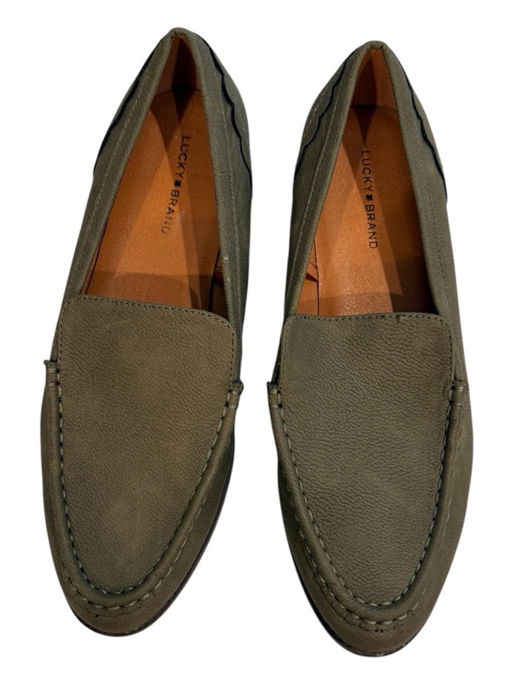 NWOT Lucky Brand Women’s Olive Green Slip-On Loafers